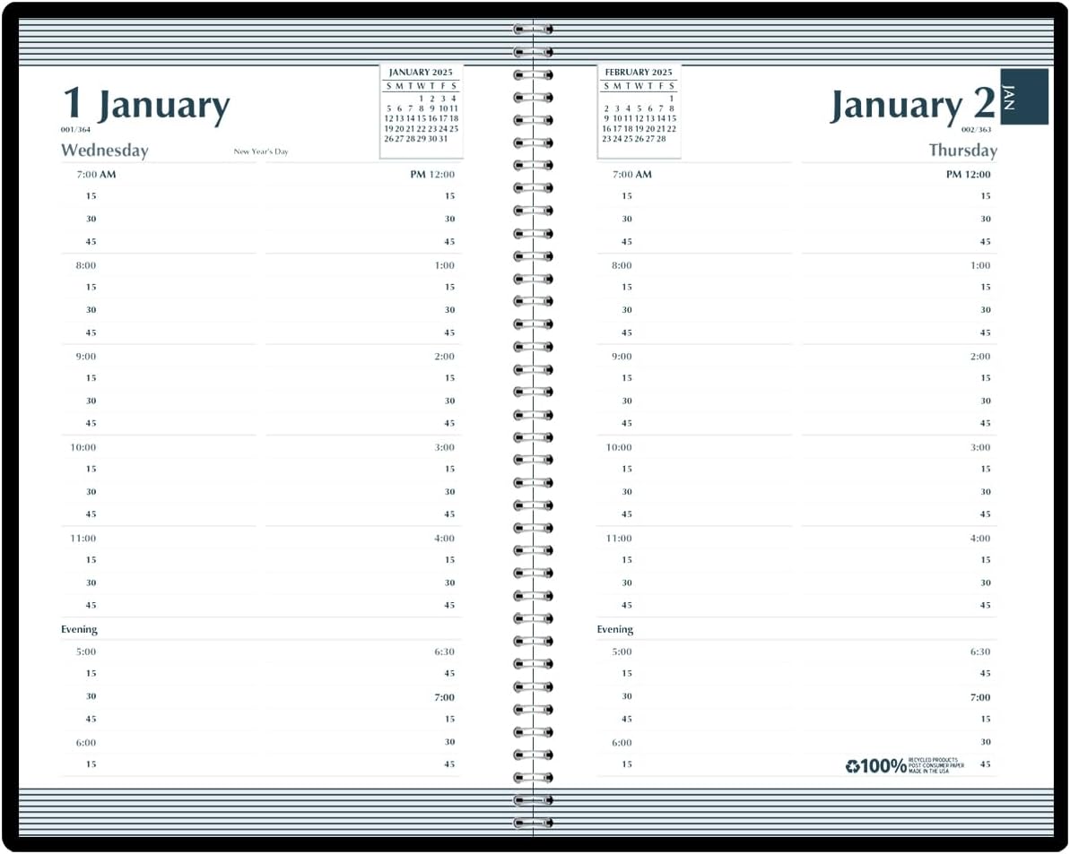 House of Doolittle 2025 Daily Calendar Planner, Black Cover, 5 x 8 Inches, January - December (HOD28802-25)