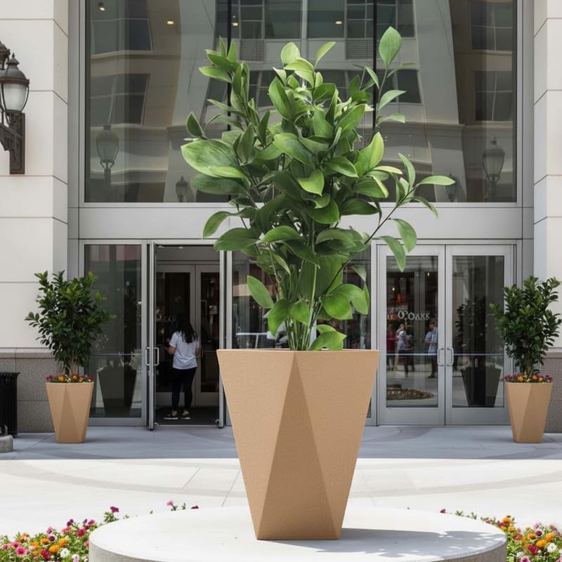 Image of Amazon Brand - Umi Diamond 18 Inch Pots for Planter & Flowers Big Size Gamla - Lightweight, Durable Outdoor & Indoor Planters, Perfect for Balcony & Terrace Gardens (Brown)