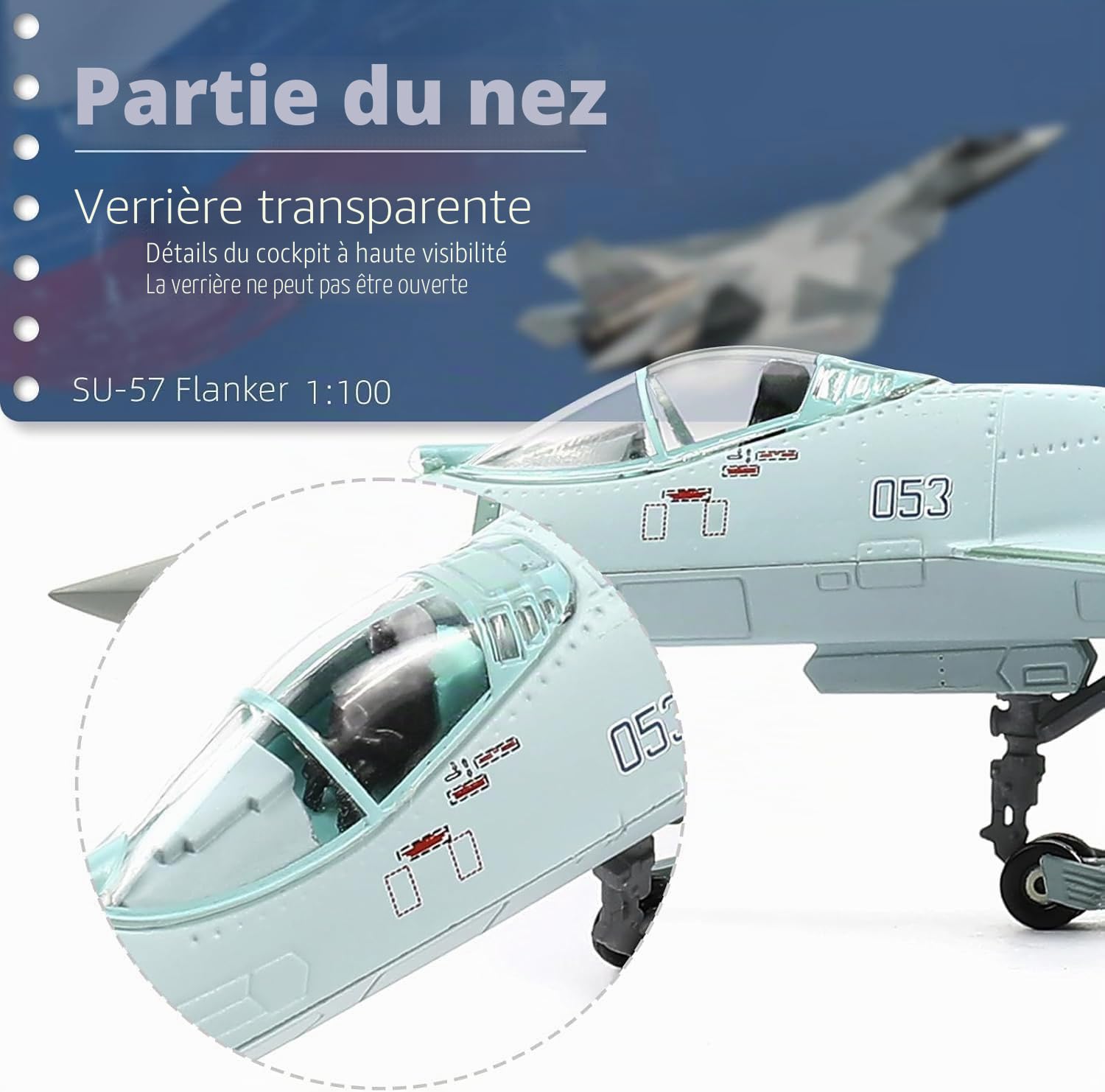 NUOTIE SU-57 Kit de modèle d'avion russe Sukhoi en métal moulé sous pression Modèle militaire pré-construit pour amateurs de collections ou cadeau