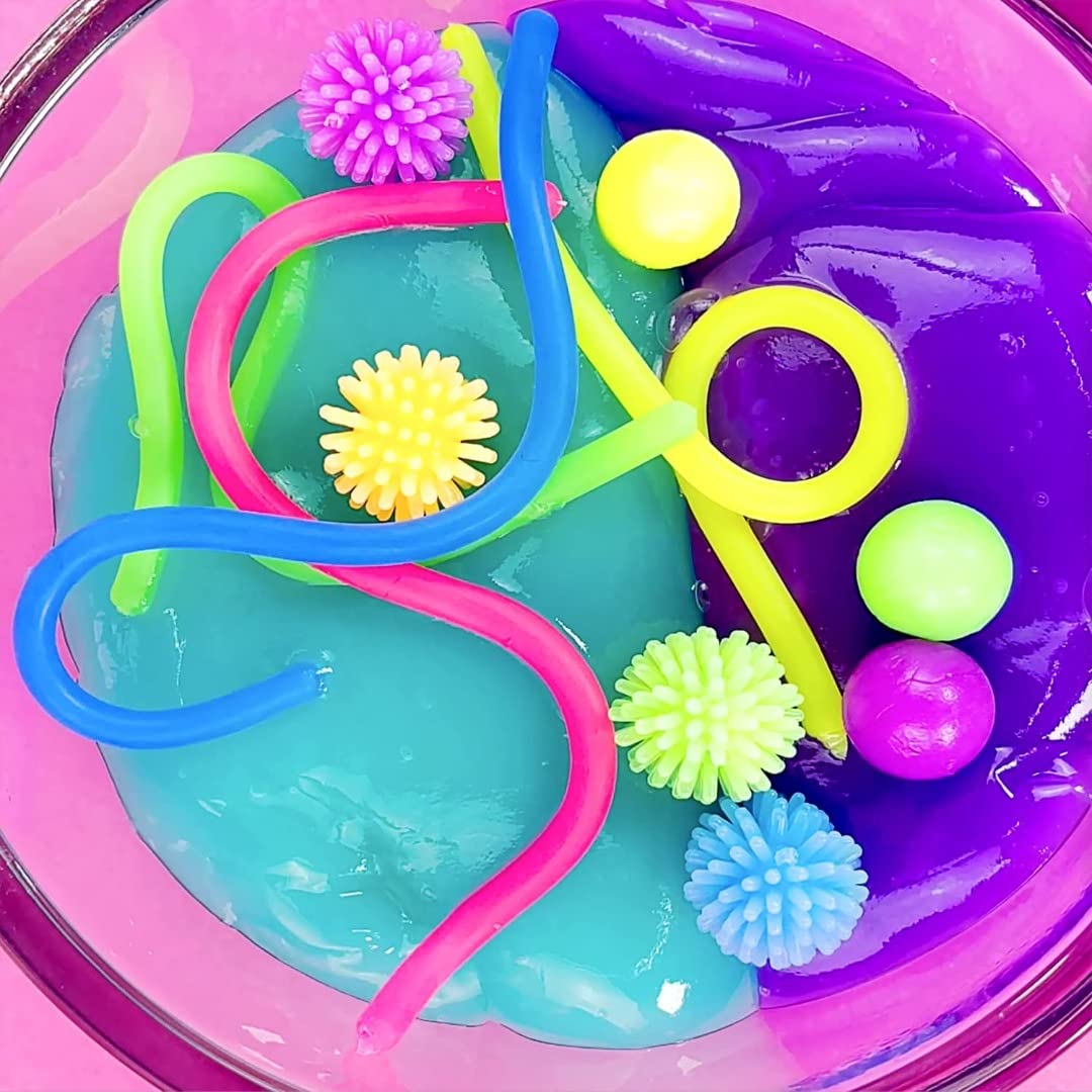 So Slime ASMR - Secchio per slime colorato, 1 kg, con secchio portaoggetti e fidget toy, elastico e spremibile
