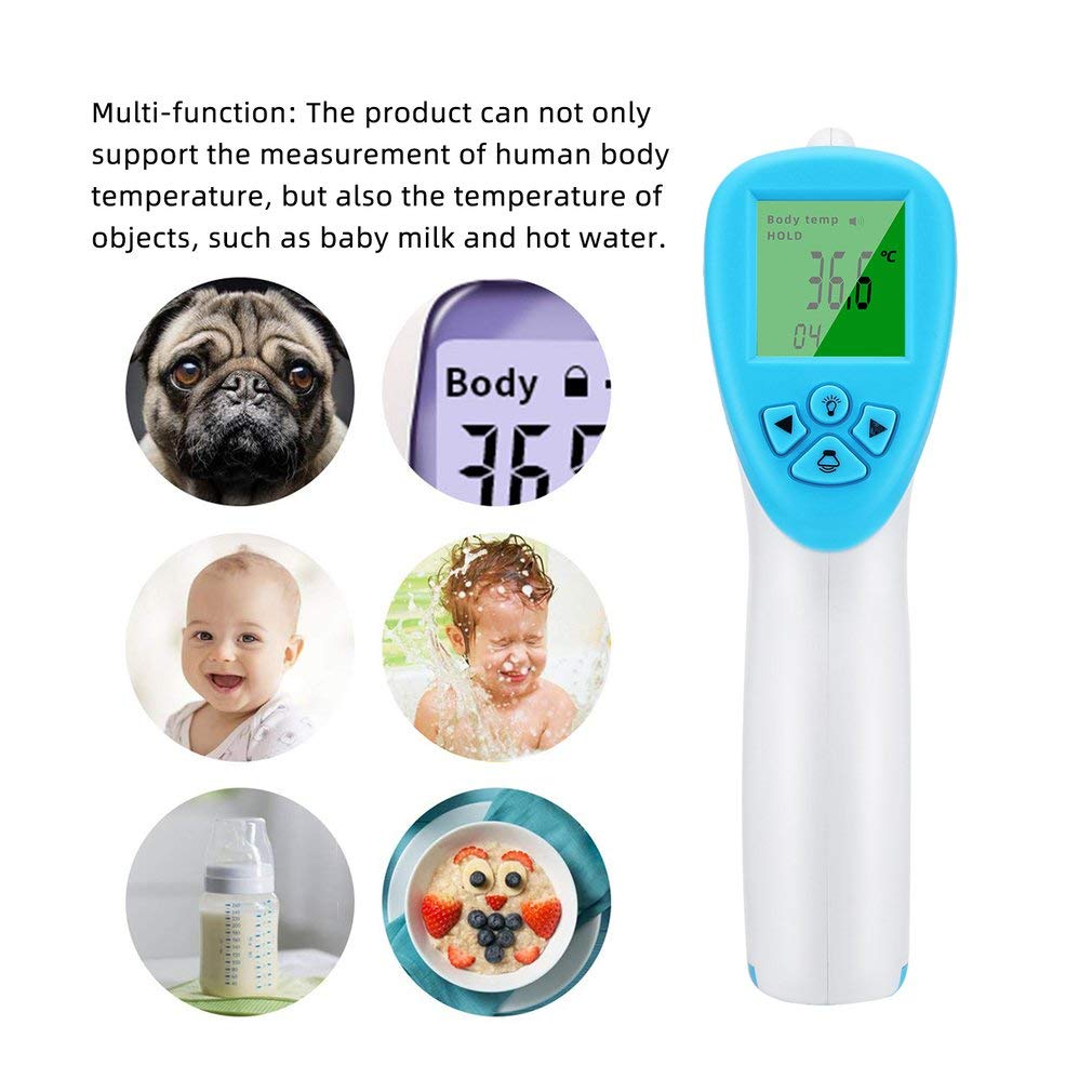 Termómetro frontal, termómetro infrarrojo Febra, con pantalla LCD, termómetro digital, lecturas instantáneas precisas, certificación CE y FDA, para bebés, niños, adultos, leches y objetos