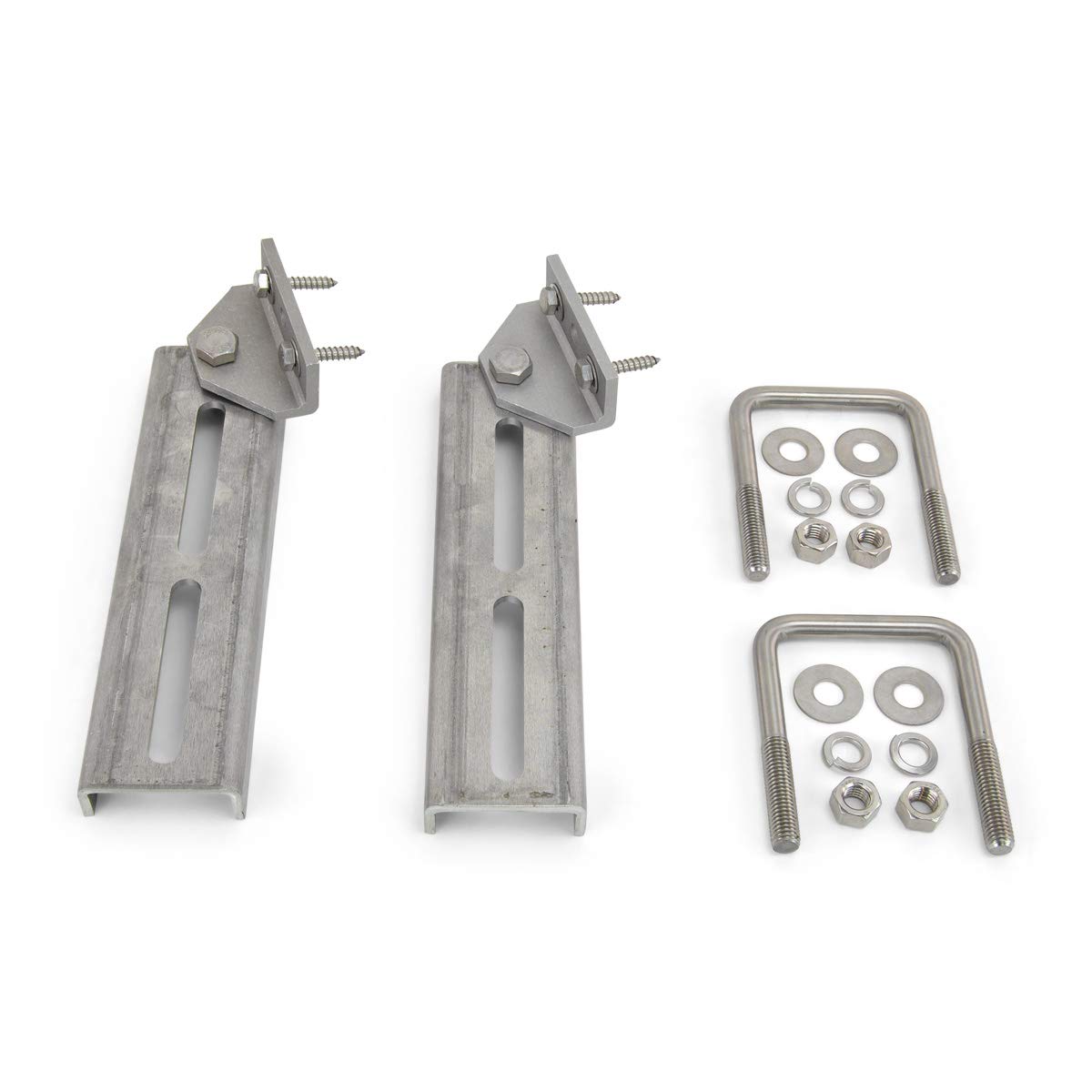 Sturdy Built (2) 10 inch Aluminum and Stainless Steel Boat Trailer Swivel Top Bunk Bracket Kit for 3x3 Boat Trailer Crossmember
