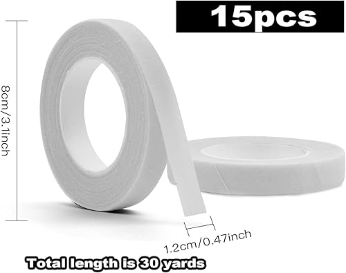 Miniatura 7 de Coobbar Cintas florales para ramo de flores, 15 rollos de cinta adhesiva de flores para envolver tallos de ramo y manualidades florales (12 pulgada