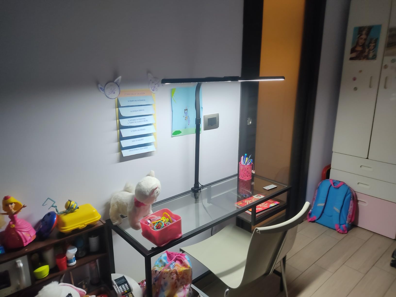 Lampada Da Scrivania LED A Doppia Testa - Dimmerabile 4 Color/4 Luminosità - Con Morsetto - Nero - Foto 9