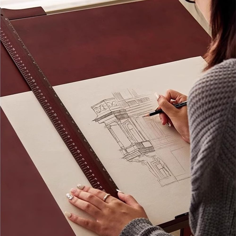 Scrivania da disegno regolabile in legno massello, 90 x 60 cm, stazione di lavoro per artisti con piano inclinabile, perfetta per artigianato, scrittura, pittura e uso in studio per adulti