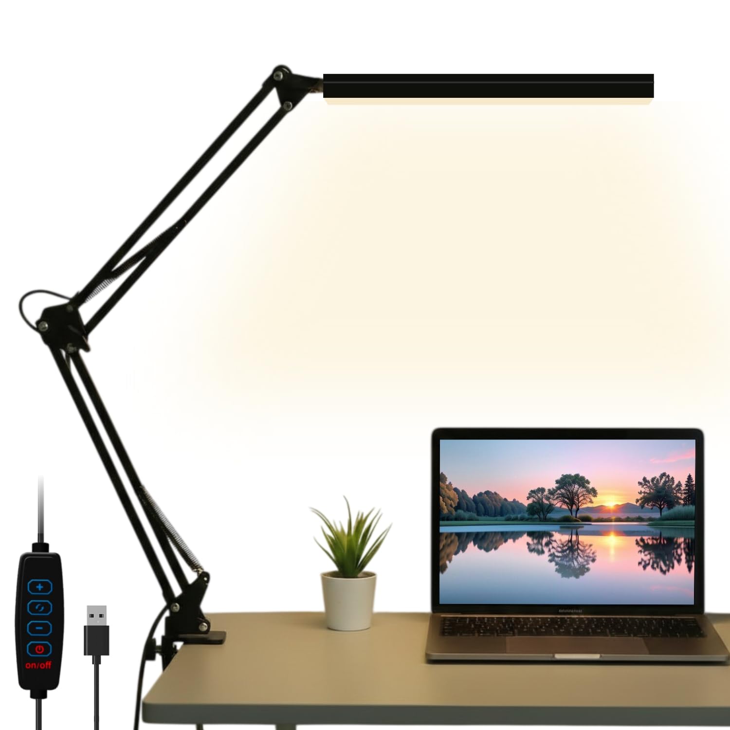 Dyazo Overhead Long Arm LED Desk Lamp | 360°Adjustable Swing Arm Clamp | 3 Color Modes & 10 Brightness Levels | Eye Caring 12W Table Light for Home, Office, Reading, Study with Memory Function (Black)-image-19