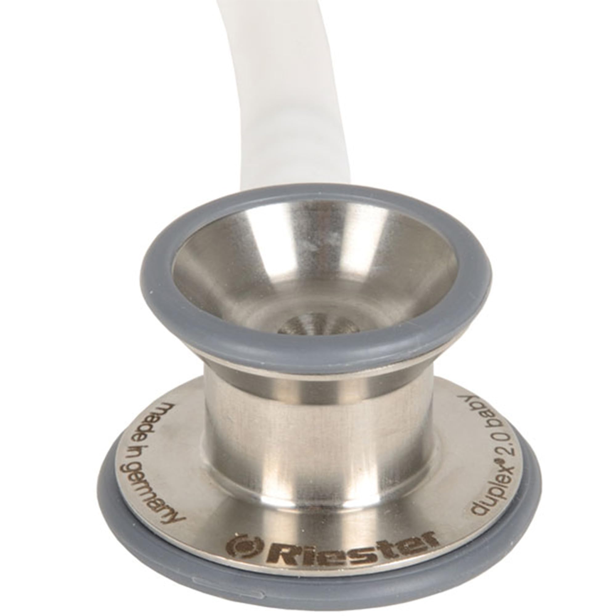 Riester - Stethoscope Duplex 2.0, wysoka wydajność akustyczna, z tabliczką znamionową, zapasowymi oliwkami i membraną, stal nierdzewna, pediatryczna, biały, 32338