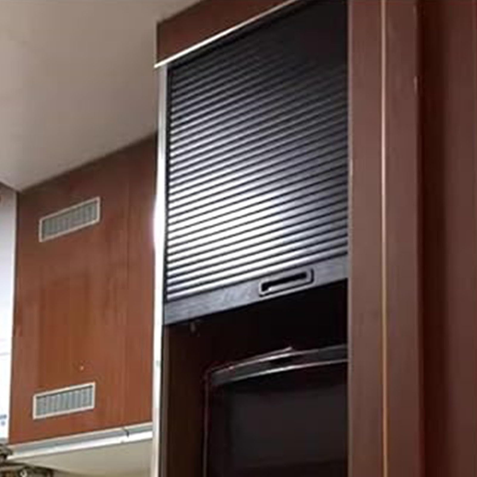 Porte accordéon intérieur rideau noir en ABS 36x40 poignée incluse pour placard de cuisine
