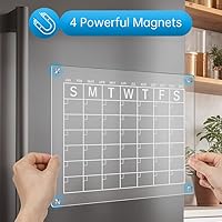 Vista 7 de Calendario magnético acrílico de borrado en seco para refrigerador, calendario de borrado en seco transparente de 16.5 x 12 pulgadas