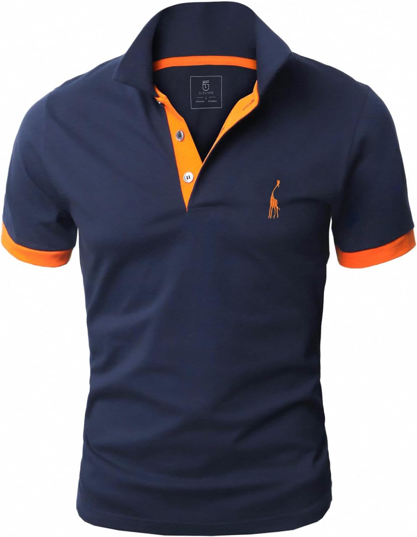 GLESTORE Polo Shirt Men's Short Sleeve Shirt Summer, A1 Marine, XL