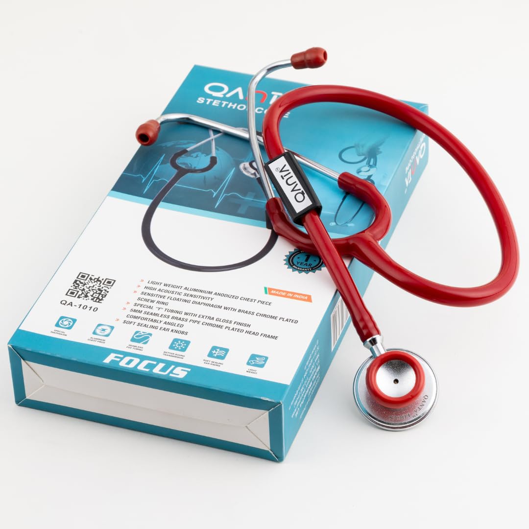 Stethoscope Focus | Dual Head for Doctors and Medical Students | Light Weight Aluminium Chest Piece (Red)-image-14
