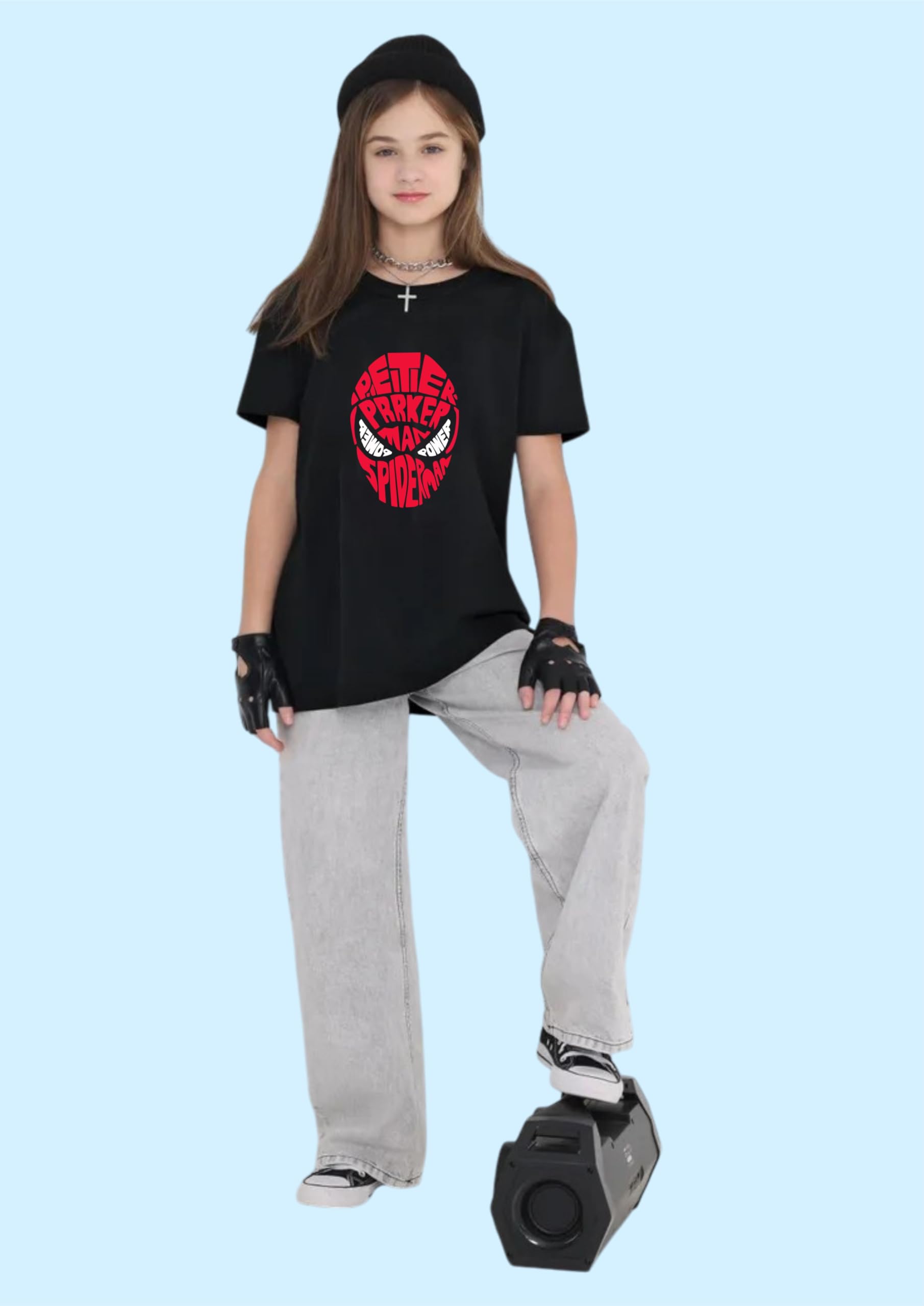 Uniplanet Store Camiseta de mezcla de algodón, media manga, ajuste regular, estampado de araña, color negro