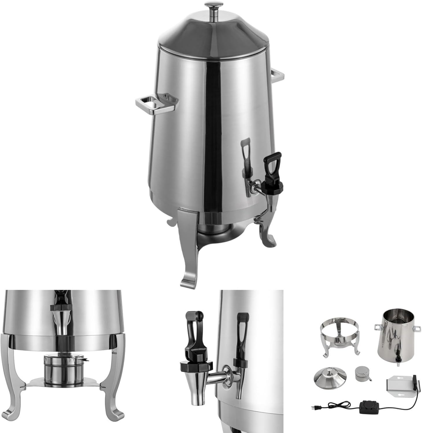 13L Hot Beverage Dispenser, Hot Drinks Dispenser, Coffee Chafe, Urn Hot Drinks Dispenser with Spigot, Commercial Grade Stainless Steel Coffee Maker Hot Water Urn for Catering Buffet (Sliver)