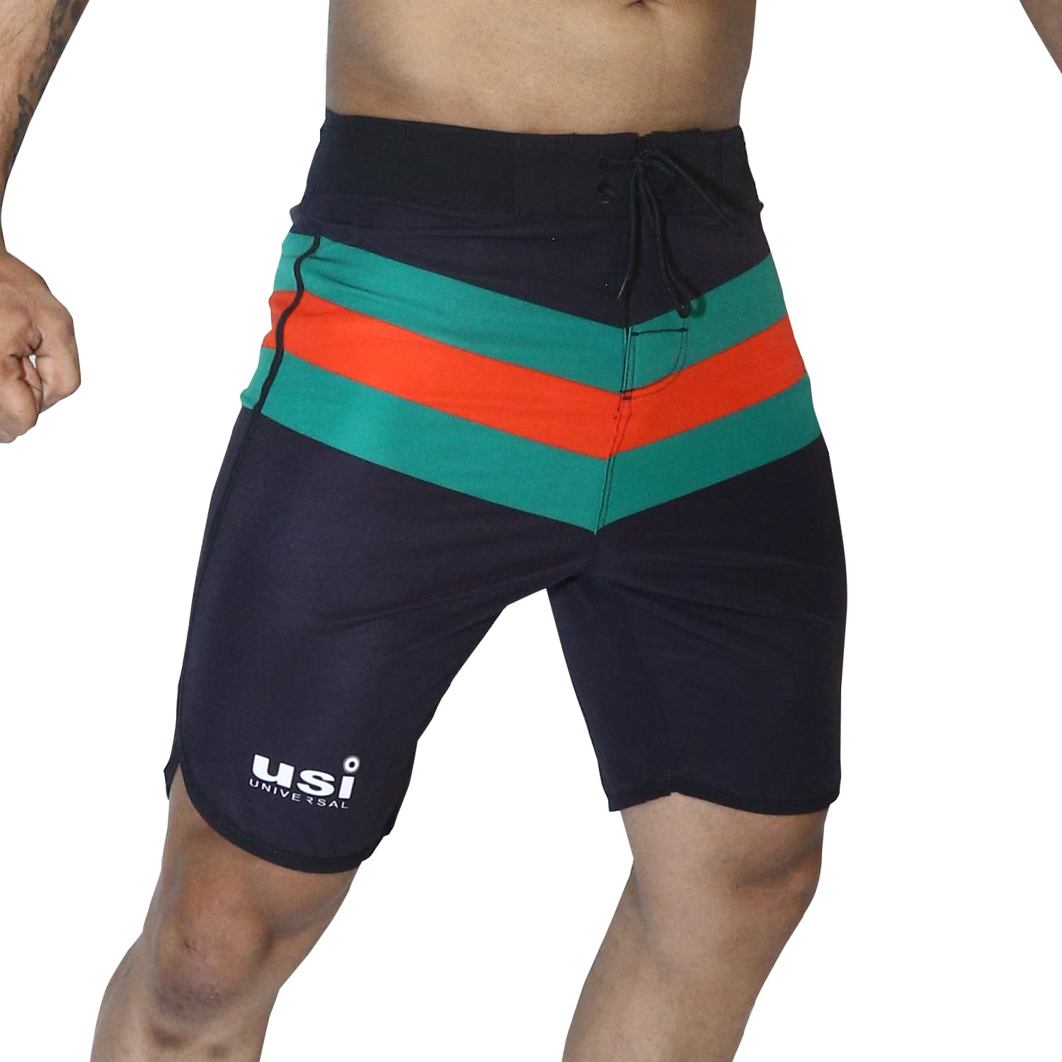 usi universal the unbeatable USI UNIVERSAL Shorts for Men, 411PL Legend Physique Board Short, Fitness Sportswear, Polyester Elastane Construction, Hook Loop Fly (Medium, Black)-picture-22