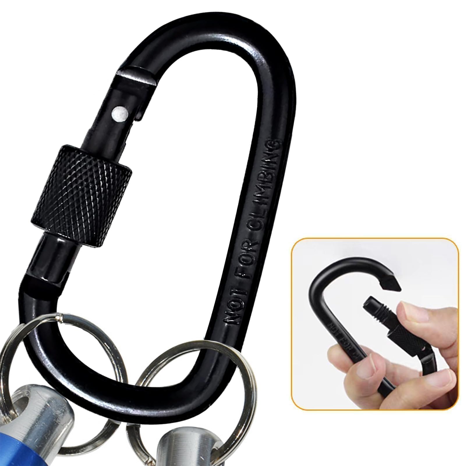 2 Piezas Mosqueton Negro,Mosqueton Pequeño,Mosquetones Pequeños,Carabiner,para Colgar Objetos Pequeños,Pescar,Acampar,Decorar