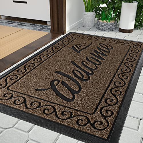 Yimobra welcome door mat, Heavy Duty Sturdy Front Mats for Home Entrance Outdoor Indoor,Non Slip Backing
