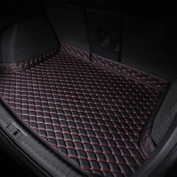 Car Cargo Liners for Lexus TX 350 2023-, Custom Leather Trunk Mats Waterproof Anti-Slip All Weather Protection Interior Accessories,A/Black-Red
