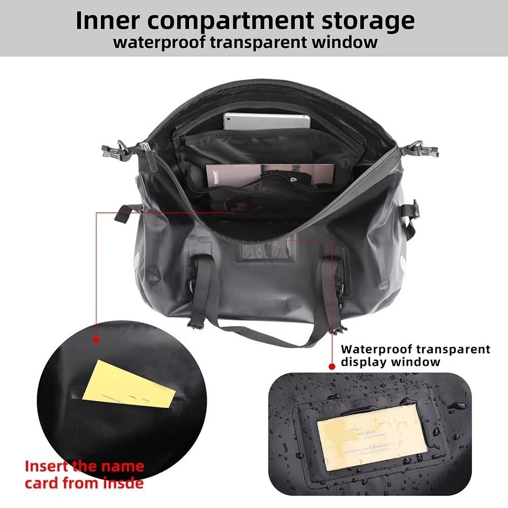 Bolsa Trasera Moto Bolsa para Motocicleta De 45 L Impermeable De PVC para Sillín Trasero Duradera Seca para Exteriores Bolso Moto