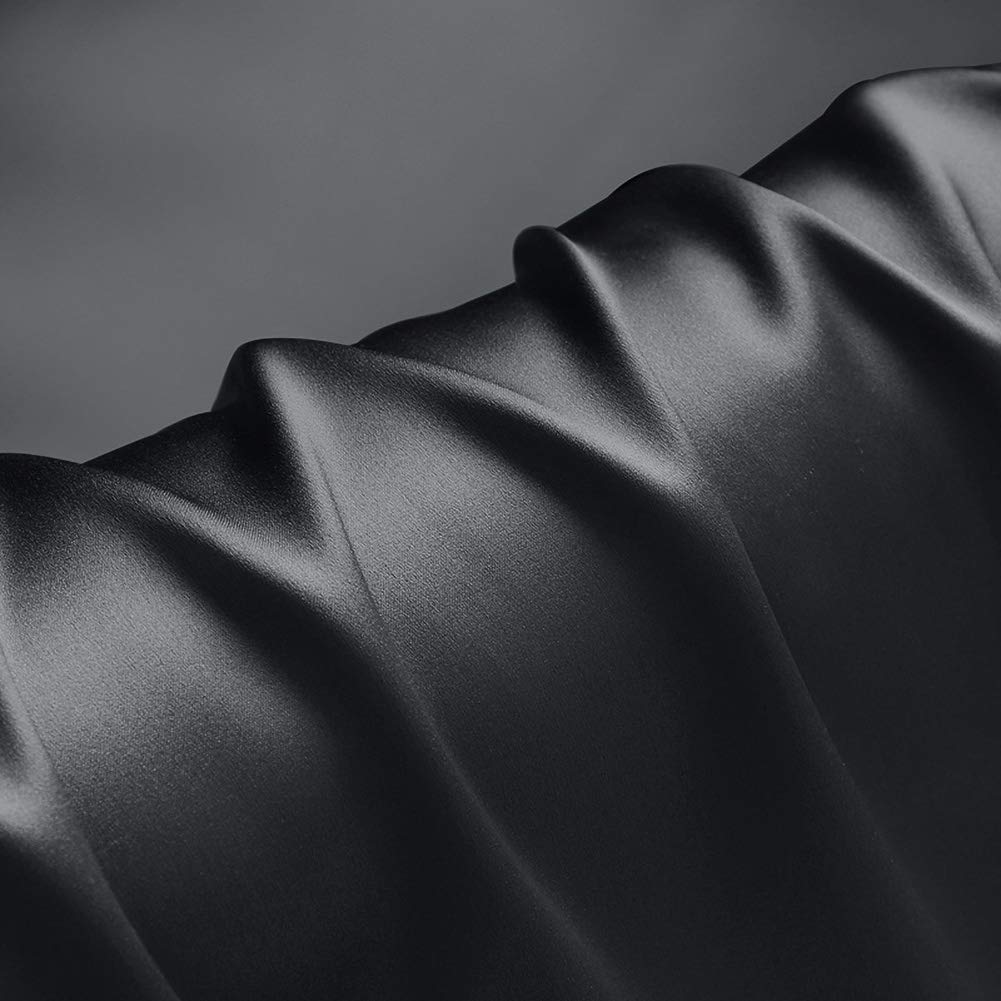 Dark Grey 100% Pure Silk Fabric Solid Color Charmeuse Fabrics by The Pre-Cut 1 Yard for Sewing Clothing Width 44 inch