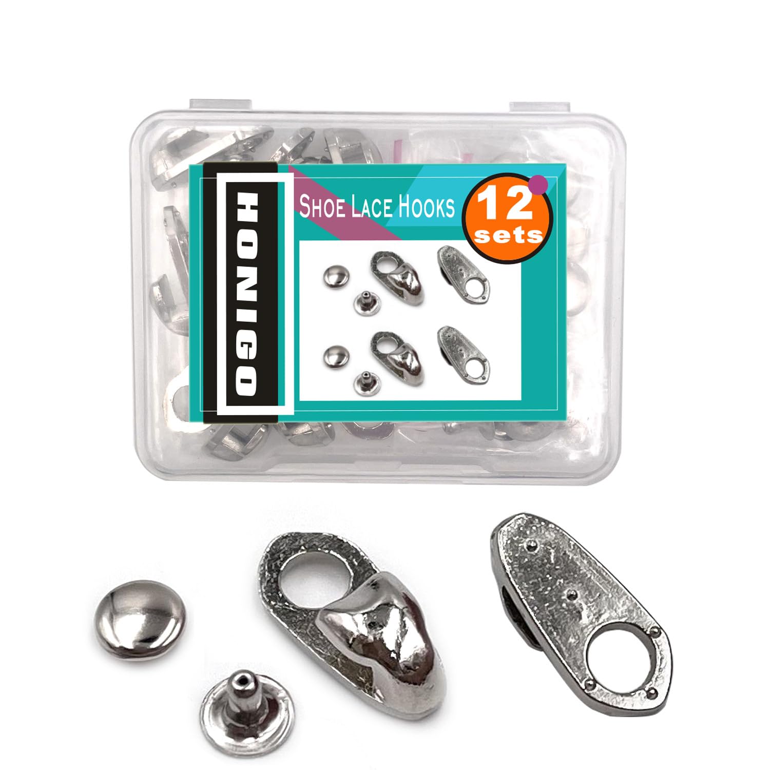 Amazon.com: Honigo 12 Sets Shoe Lace Hooks Silver Alloy Shoelace