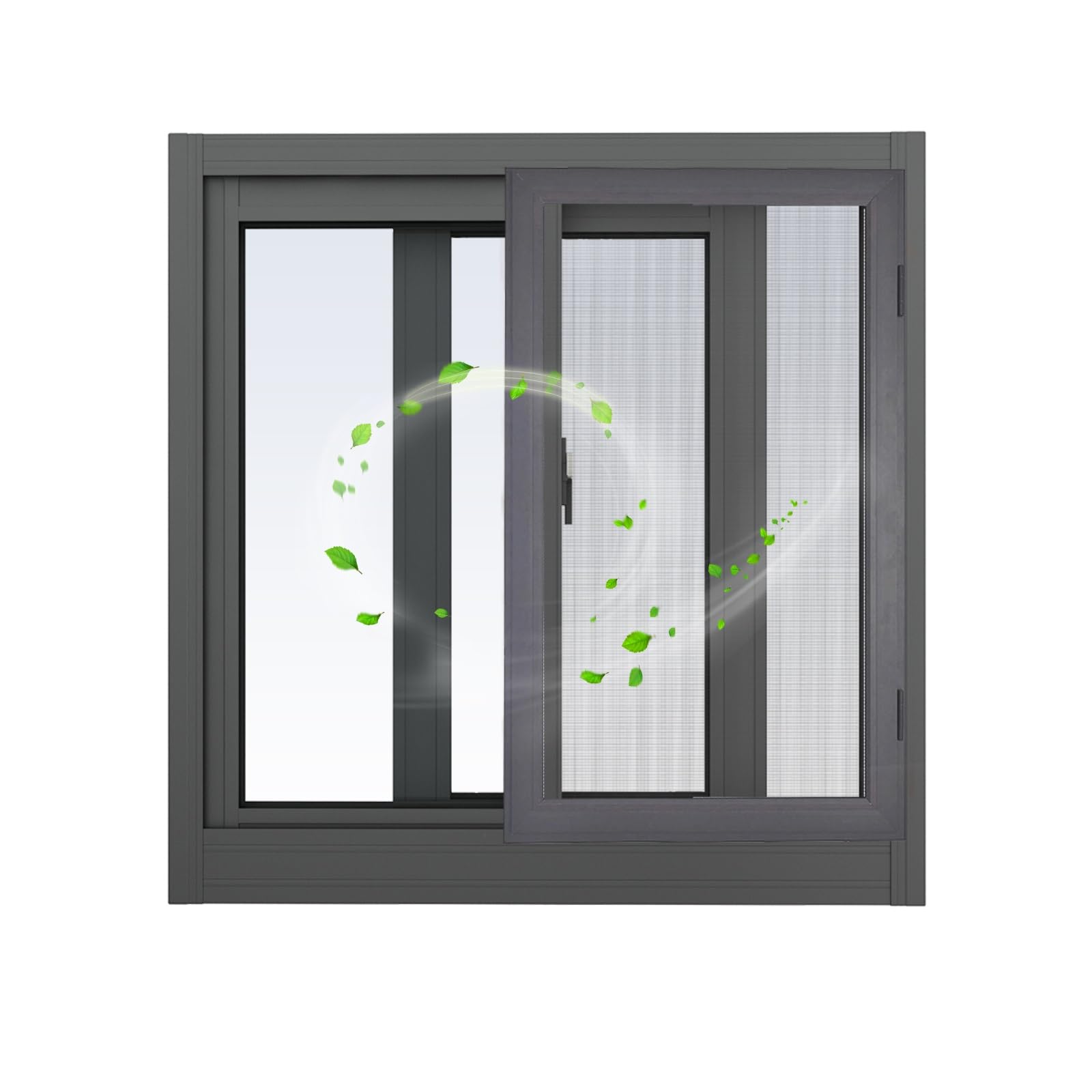 Finestre Scorrevoli Orizzontale 30 40 50 60 70 80 90 100cm Finestre Scorrevoli In Alluminio Con Zanzariera Rimovibile, Vetro Temperato Per Cantina, Pollaio, Bagno(Dark gray,90x60cm)