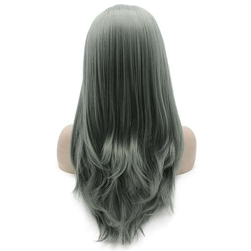 Miniatura 4 de Mxangel - Peluca de encaje frontal sintética larga y recta, color naranja, rosa, rosa, natural, para celebridades