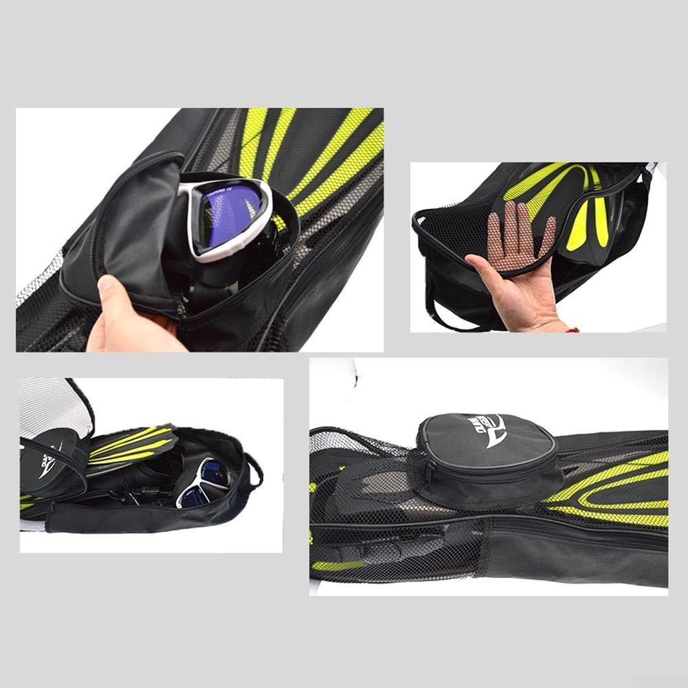 Bolsa de malla para equipo de esnórquel, bolsa de malla extra grande para playa, cómoda correa de hombro para buceo, aletas de esnórquel, aletas largas y otros equipos de Freedivng