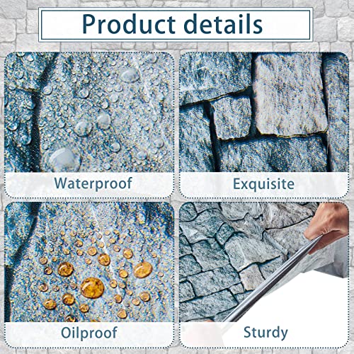 Cobblestone Tablecloth Stone Printed Table Cover Medieval Table Decoration Plastic Tablecloth Stone Brick Tablecovers For Medieval Castle Knight Themed Party Supplies, 4.3 X 7.2 Ft (10 Pieces) #TOP2