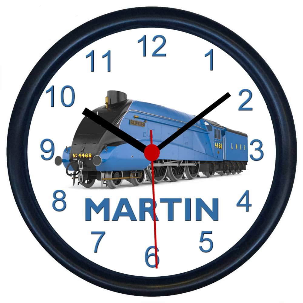 Key Expressions Black, Blue Personalised Lner No.4468 Mallard Steam Locomotive Wall Clock