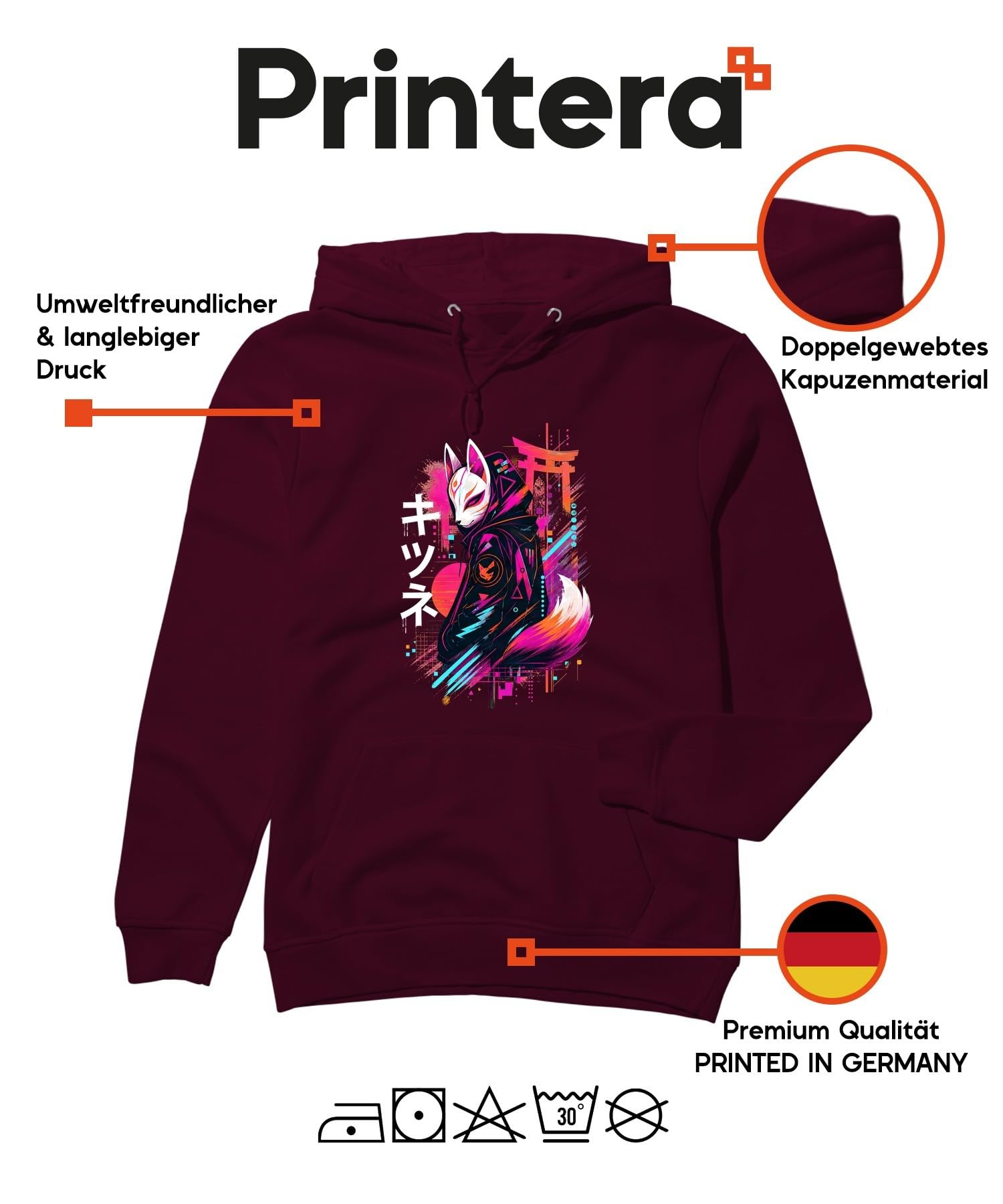 Kitsune Máscara Japón Anime Zorro Y2K Sudadera con capucha