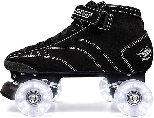 Bont Patines Prostar - Patines profesionales de gamuza negra con ruedas LED brillantes para interiores y exteriores, juvenil, niños, niñas, hombres,