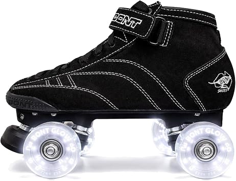 Bont Skates - Prostar Suede Professional Roller Skates with Glow Light Up Led Wheels - Indoor and Outdoor