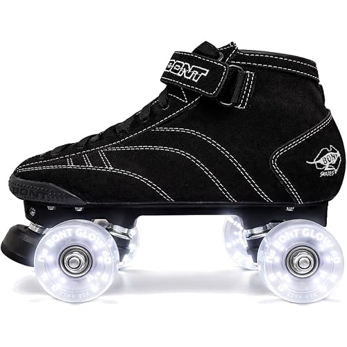 Bont Skates - Prostar Suede Professional Roller Skates with Glow Light Up Led Wheels - Indoor and Outdoor