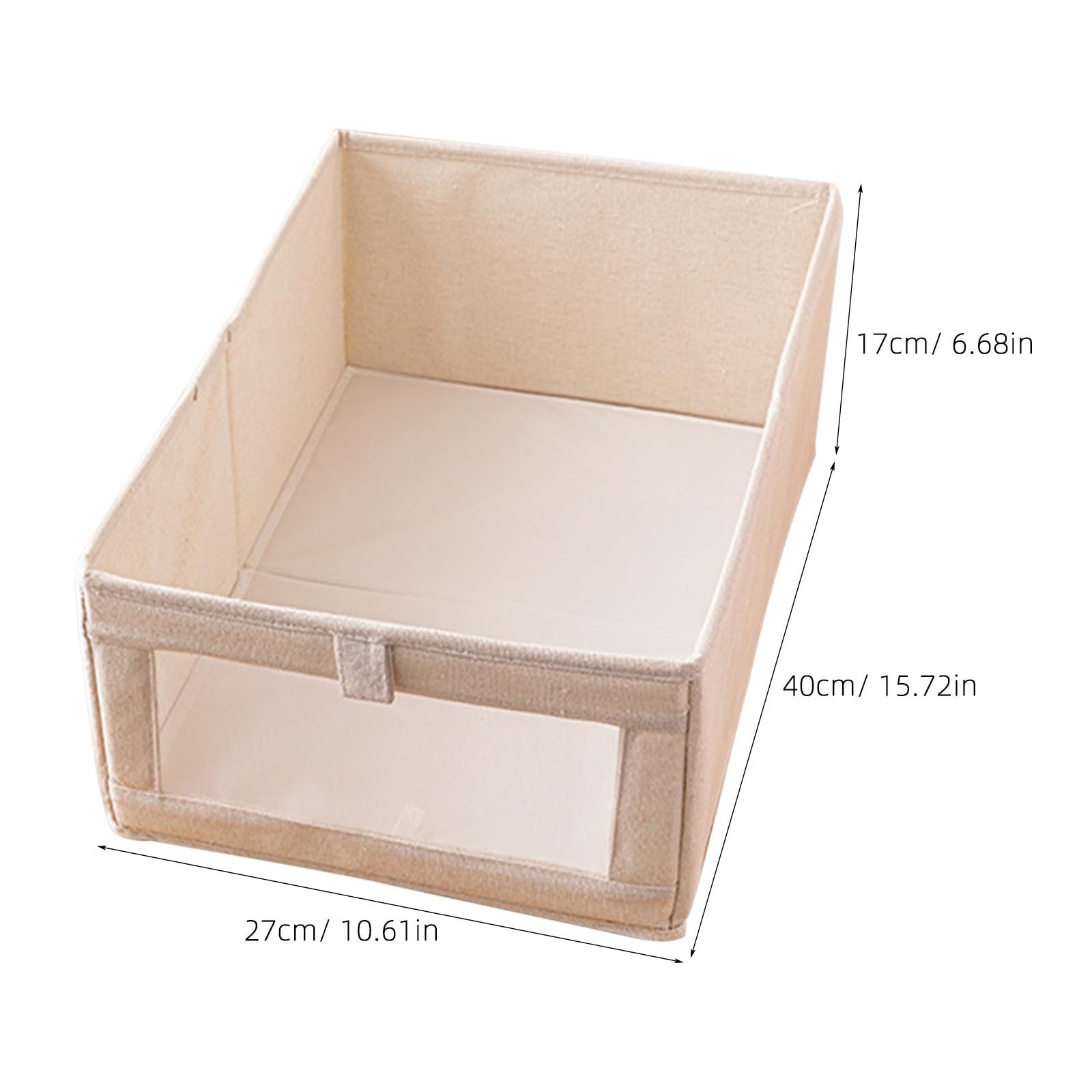 TOYANDONA 4 Piezas Caja de Almacenamiento Plegable Capacidad Grande Color Beige de Algodón y Lino con Ventana Transparente Resistente para Ropa y Edredones en Dormitorio o Armario