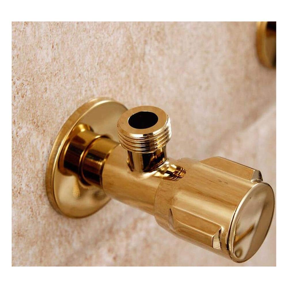 Angle Valve Gold Solid Brass Wall Mount Angle Valve for Toilet Universal Stop Water Triangle Valve for Faucet and Toilet