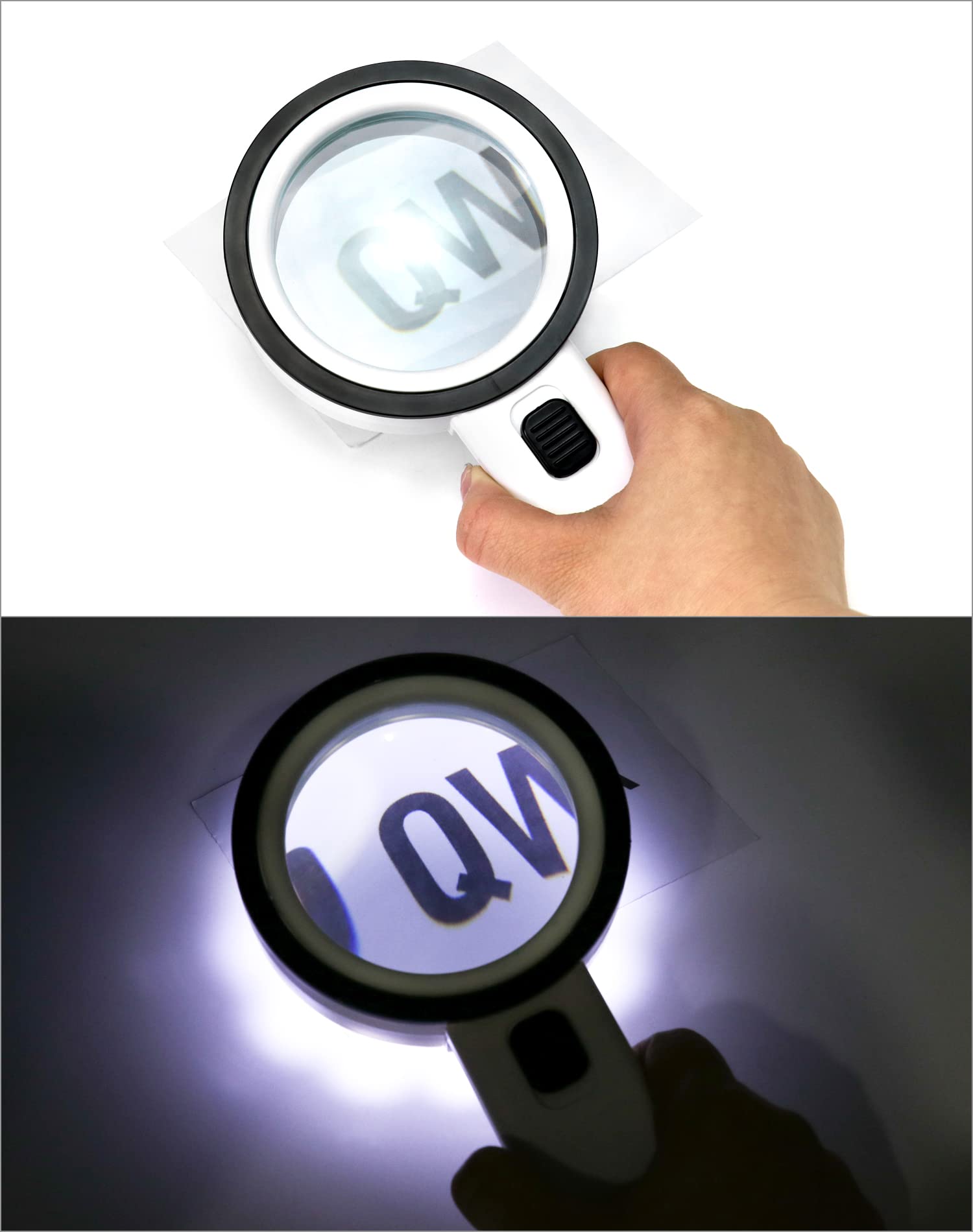 QWORK® 30X Lupa de Lectura, con 12 Luces LED, Lupa de Lectura con luz, para Lectura, Manualidades, joyería
