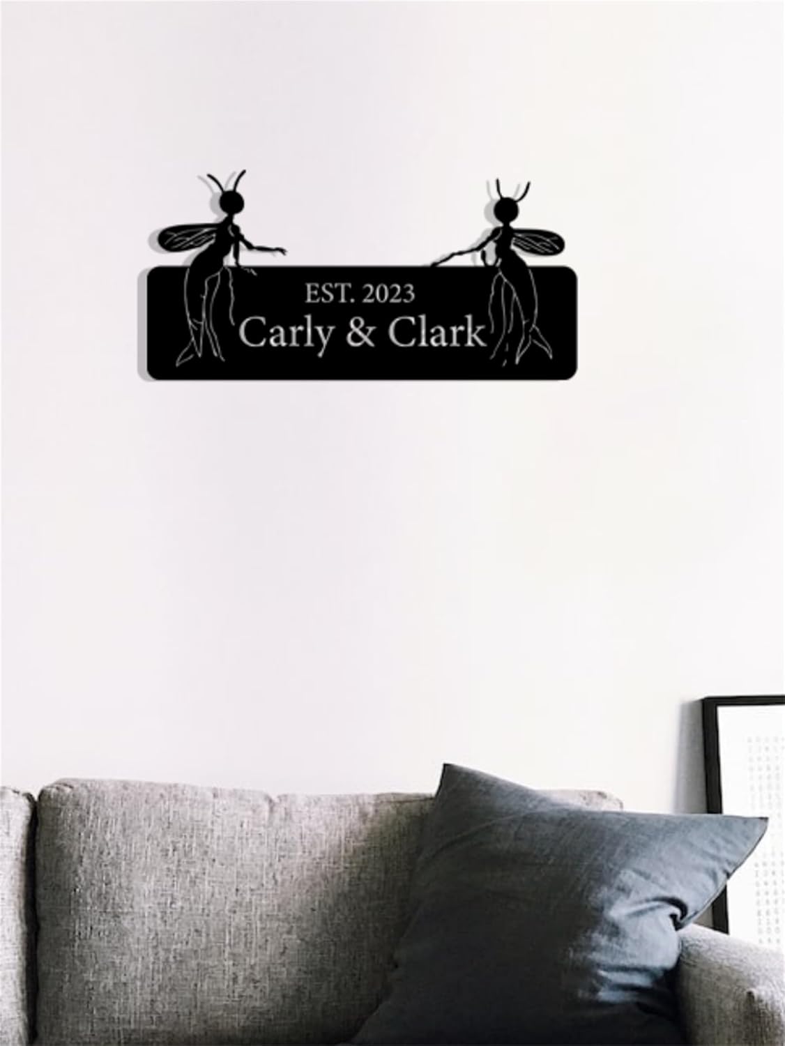 Custom Couple Termite Signs Outdoor Metal,Personalized Couples Name Sign,House Numbers,Home Decor,Above Bed Wall Decor For Bedroom,House Warming Gifts New Home,Metal Wall Art