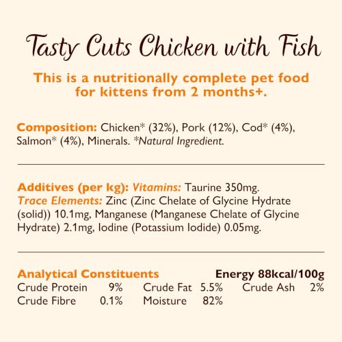 Lily’s Kitchen Tasty Cuts in Gravy, Complete Nutrition, Kitten Wet Food Multipack 48x Tins (85g), Tailored for Kittens, With Freshly Prepared Meat, offal & fish, Grain-free Recipe, Cat Food