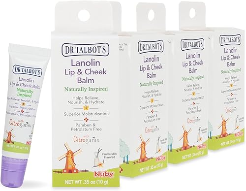 Miniatura 13 de Dr. Talbot's Lanolin - Bálsamo labial y mejillas para bebé, inspirado naturalmente con Citroganix, sabor a leche de vainilla, 0.35 onzas