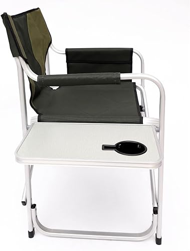Miniatura 6 de Silla de campamento de gran tamaño con mesa auxiliar y bolsillo, portátil, ligera, plegable, silla de director para exteriores, para campamento,
