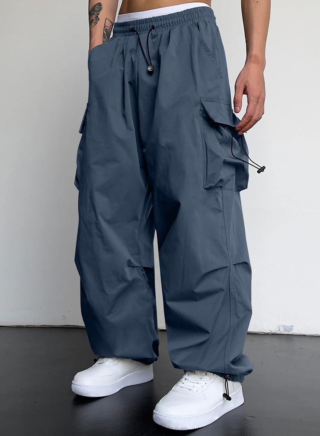 JMIERR Men's Baggy Cargo Pants Trendy Casual Parachute Pant Loose Fit Harem Joggers with Pockets for Streetwear - Image 2