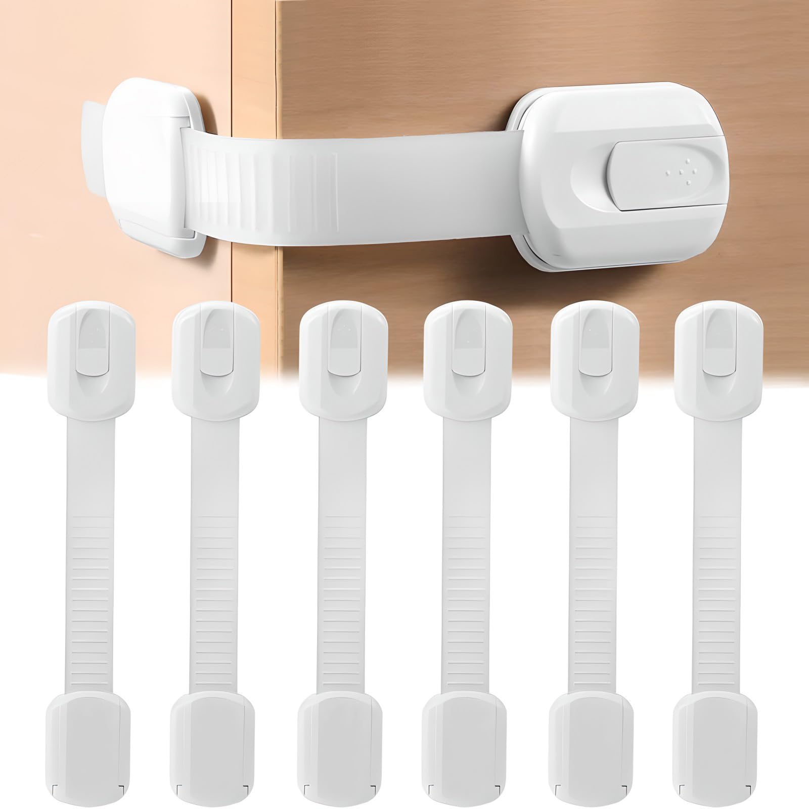 Bébé Sécurité Verrouillage Placard Enfant No Punch Strong Adhesive Adjustable Bloc Tiroir 6 Pièces Blanc