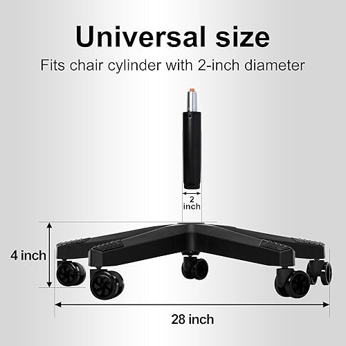 Miniatura 3 de Frassie Pieza de repuesto de base de silla de oficina de nailon resistente de 28 pulgadas con 5 ruedas