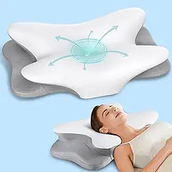 Travesseiro de pescoço cervical, almofadas de espuma viscoelástica para alívio da dor, travesseiro ergonômico para dor no ombro, travesseiro ortopédico, travesseiro de cama para dormir, costas e