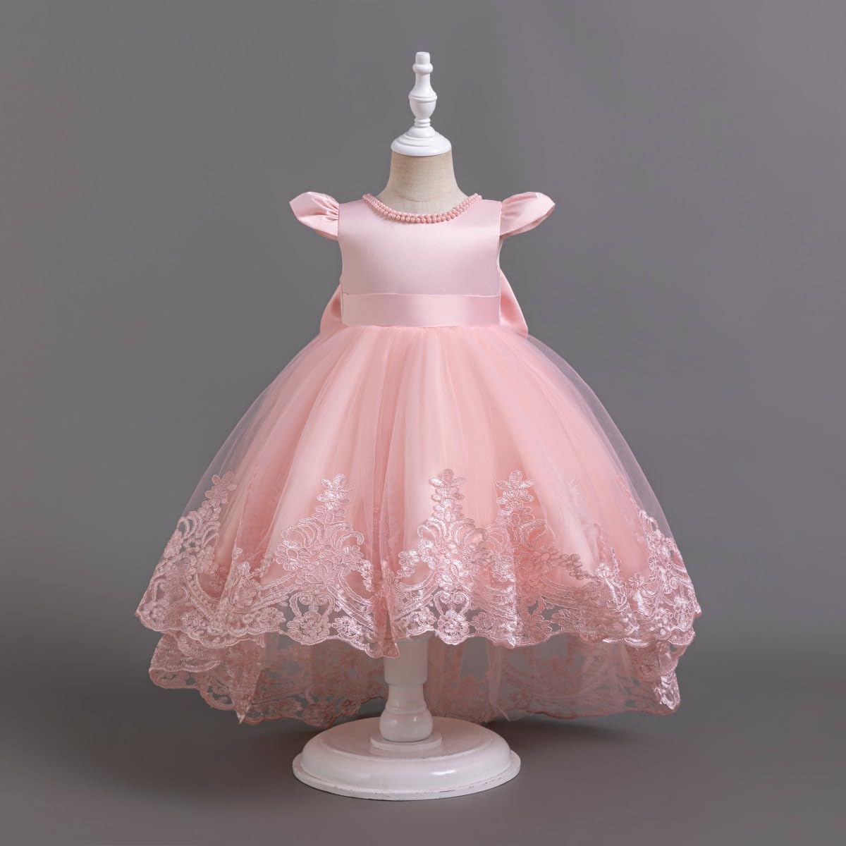 Baby Flower Girl Dress Pageant Party Wedding Pearl Lace Tutu Gown Toddler Formal Dresses