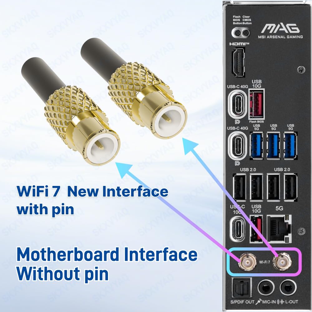 Antena WiFi 7 con base magnética con nueva interfaz para MSI X870 Series Wi-Fi 7 Motherboard PC Desktop Computer Antenas Negro