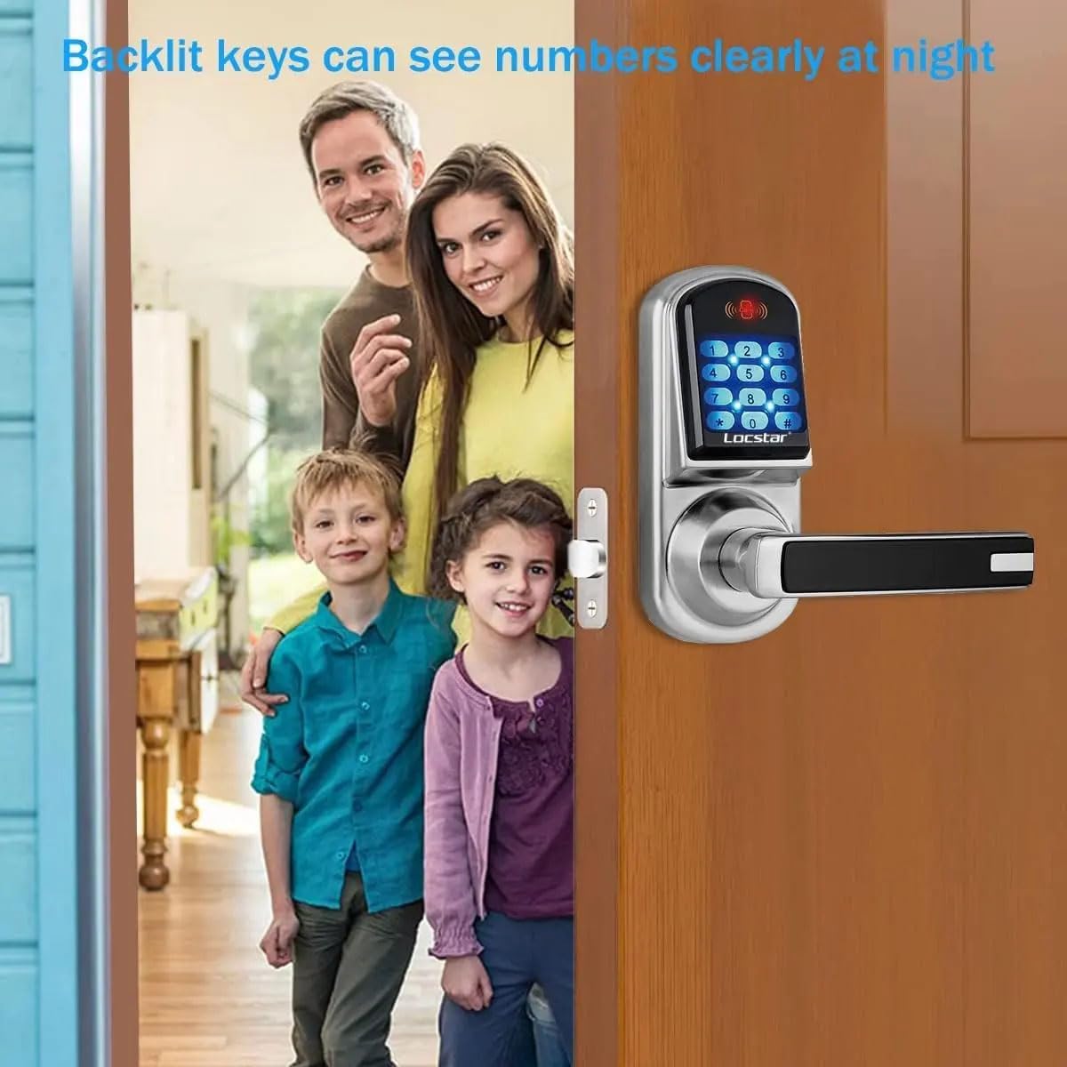 Keyless Entry Door Lock, Keypad Door Lock with Handle, Smart Door Locks for Front Door with/Card/Passcode/Key, Digital Door Knob with Keypad (Left)