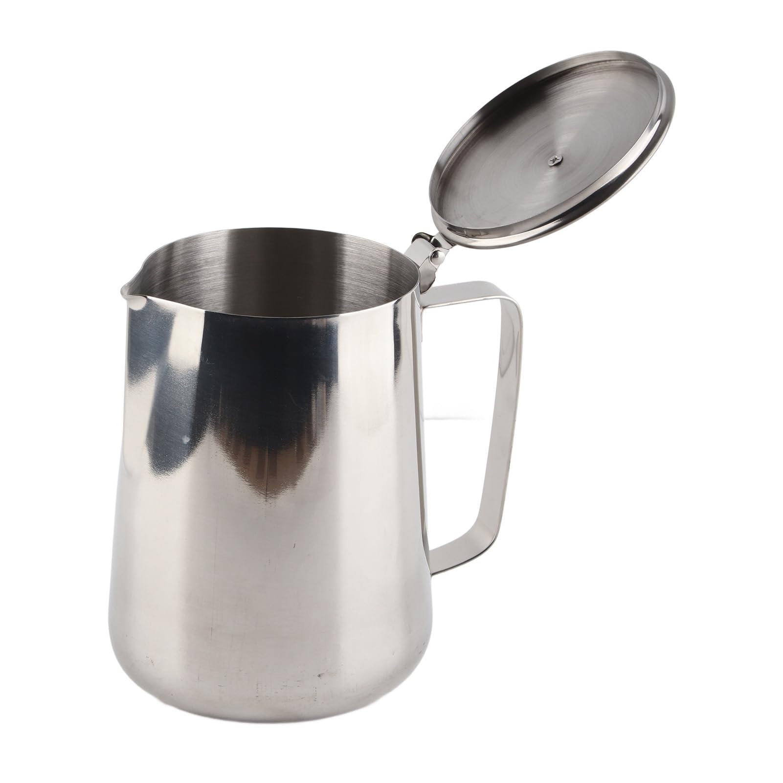 Bricco per Latte, Tazza per Schiumare in Acciaio Inossidabile, da caffè Inossidabile Brocca il Latte con Coperchio Coffee Art (600 ml)