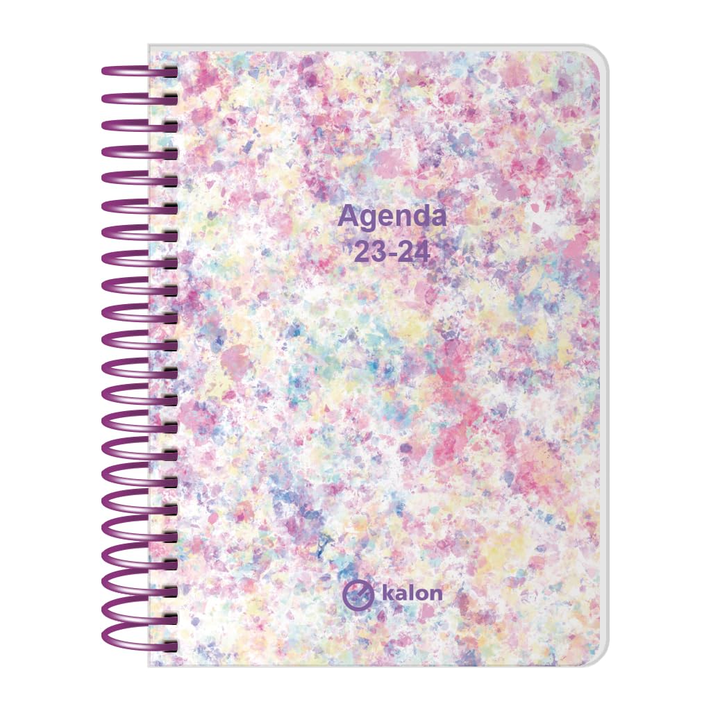 Q Kalon - School Diary 2023-2024 (September to June) - Day Page - Size: 11 x 15 cm (A6) - Bilingual: Spanish and English - Splash