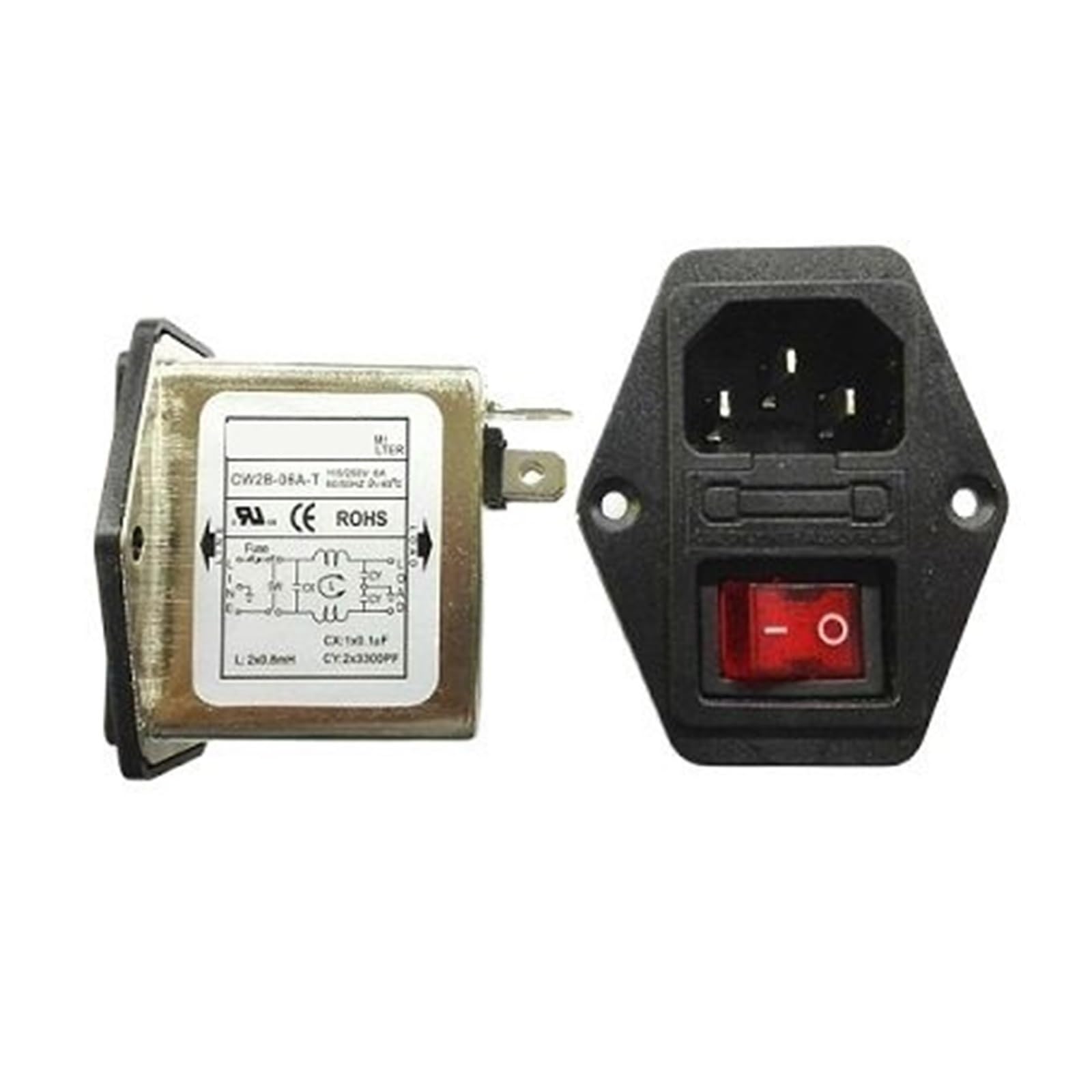 Filtre d'alimentation CW2B-06A-T 6A boîtier métallique blindé 250V